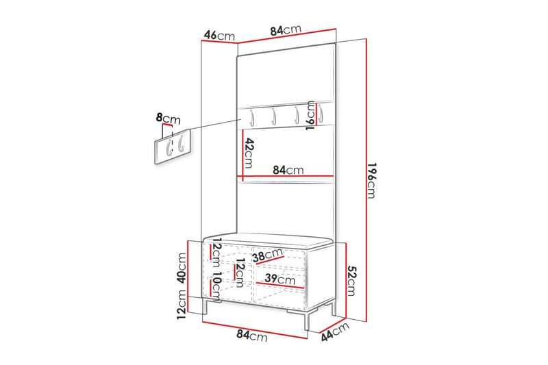 Dunvegan Hallmöbelset 84x46 cm Brun - Möbler - Hall & entré - Möbelset för hall & entré