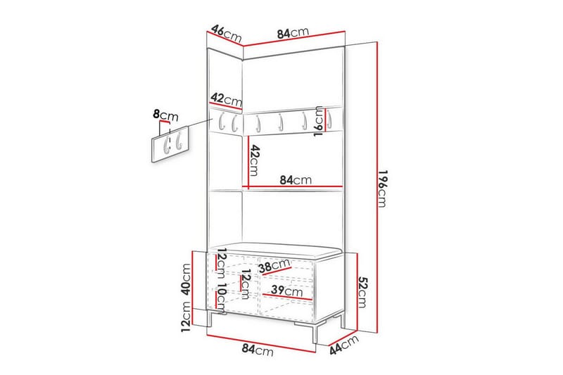 Dunvegan Hallmöbelset 84x46 cm Brun - Möbler - Hall & entré - Möbelset för hall & entré