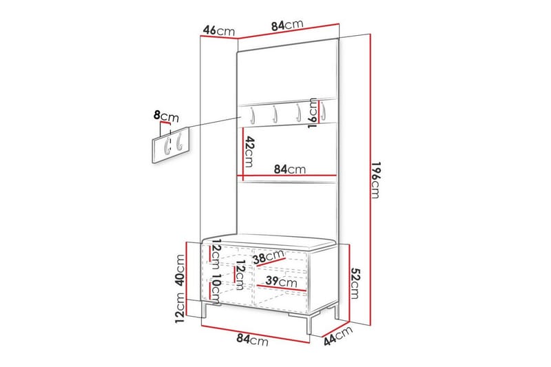 Dunvegan Hallmöbelset 84x46 cm Mörkbrun - Möbler - Hall & entré - Möbelset för hall & entré