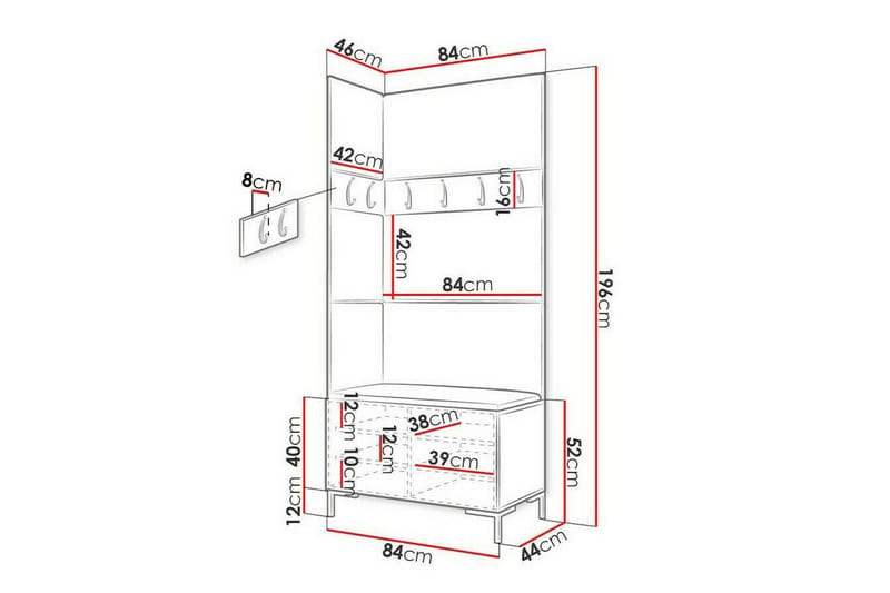 Dunvegan Hallmöbelset 84x46 cm Mörkbrun - Möbler - Hall & entré - Möbelset för hall & entré