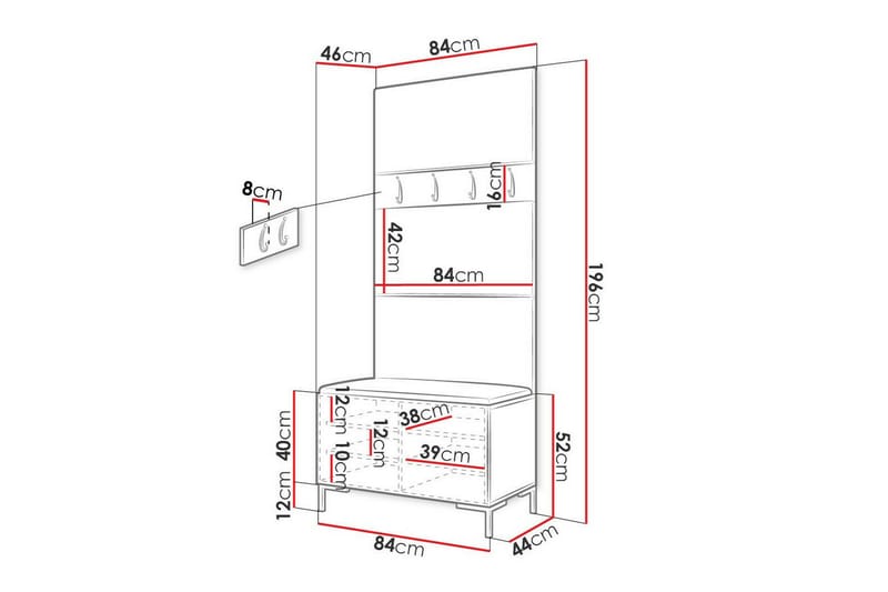 Dunvegan Hallmöbelset 84x46 cm Svart - Möbler - Hall & entré - Möbelset för hall & entré