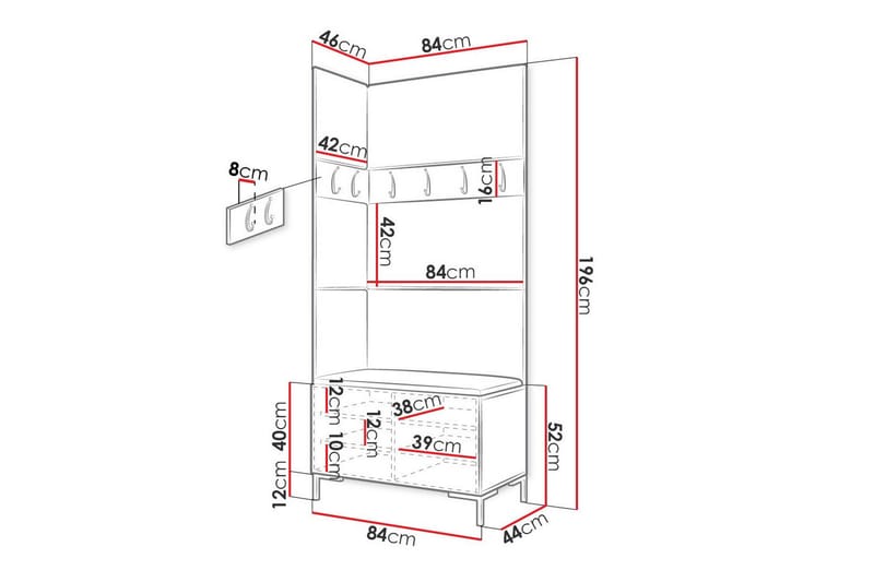 Dunvegan Hallmöbelset 84x46 cm Svart - Möbler - Hall & entré - Möbelset för hall & entré