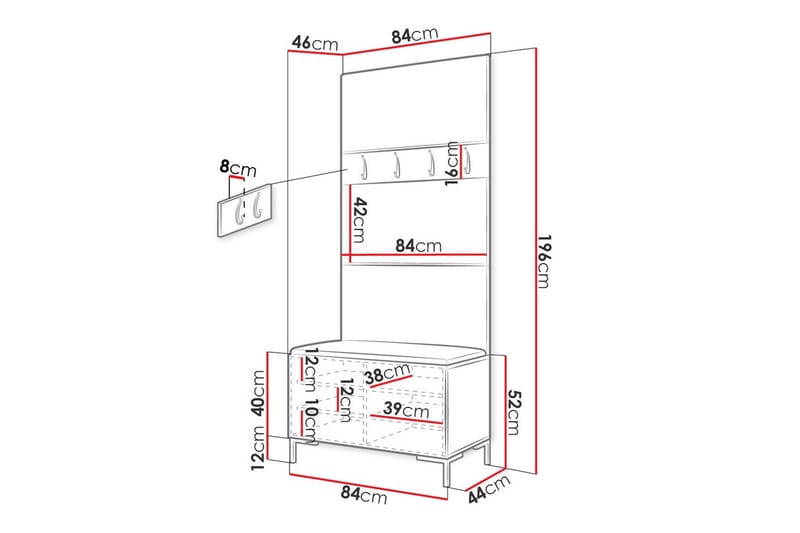 Dunvegan Hallmöbelset 84x46 cm Vit - Möbler - Hall & entré - Möbelset för hall & entré