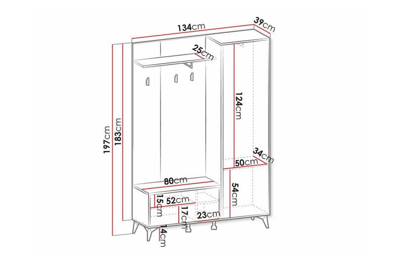 Klinkerville Hallmöbelset 134x39 cm Svart - Möbler - Hall & entré - Möbelset för hall & entré