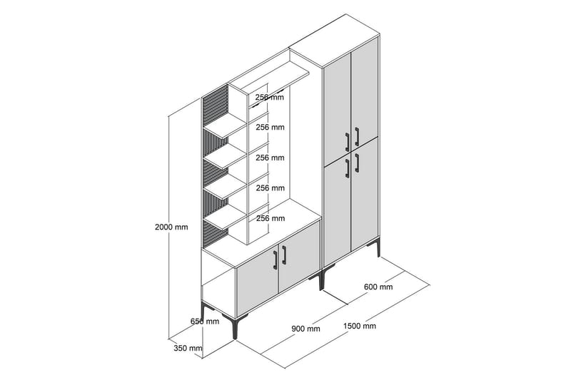 MODLING Hallmöbelset 150 cm Mörkbrun - Möbler - Hall & entré - Möbelset för hall & entré