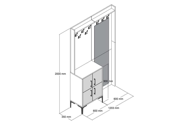 NAUEN Hallmöbelset 120 cm Mörkbrun - Möbler - Hall & entré - Möbelset för hall & entré