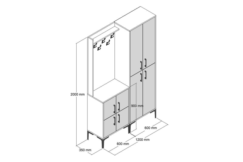 NAUEN Hallmöbelset 120 cm Mörkbrun/Svart - Möbler - Hall & entré - Möbelset för hall & entré