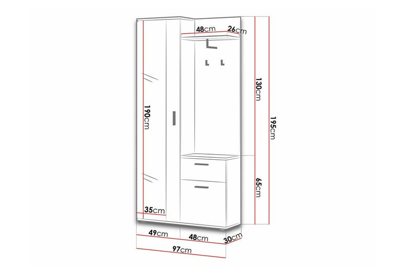 Rosehall Hallmöbelset 97x30 cm 195xBrun - Möbler - Hall & entré - Möbelset för hall & entré