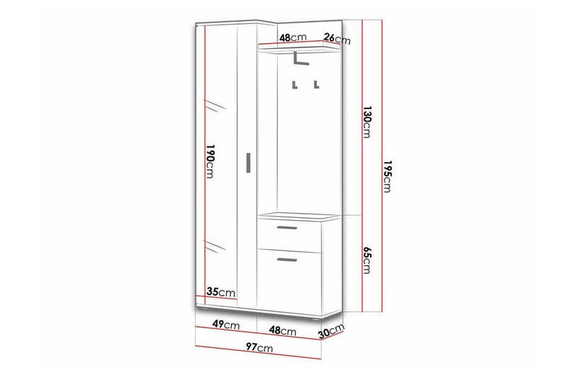 Rosehall Hallmöbelset 97x30 cm 195xSvart - Möbler - Hall & entré - Möbelset för hall & entré