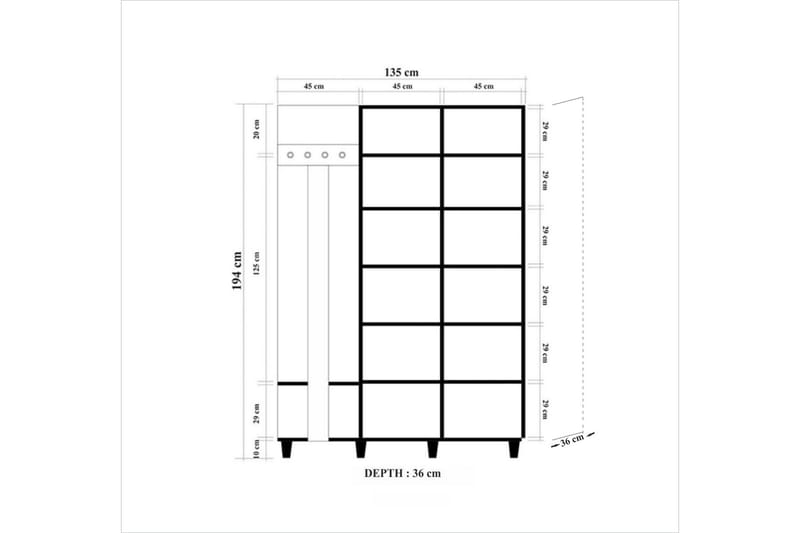 STENBYN Klädförvaring 135 cm Brun - Brun/Flerfärgad - Möbler - Hall & entré - Möbelset för hall & entré