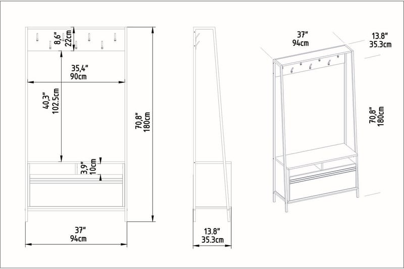 TALHADO Hallmöbelset 30 cm Svart - Möbler - Hall & entré - Möbelset för hall & entré