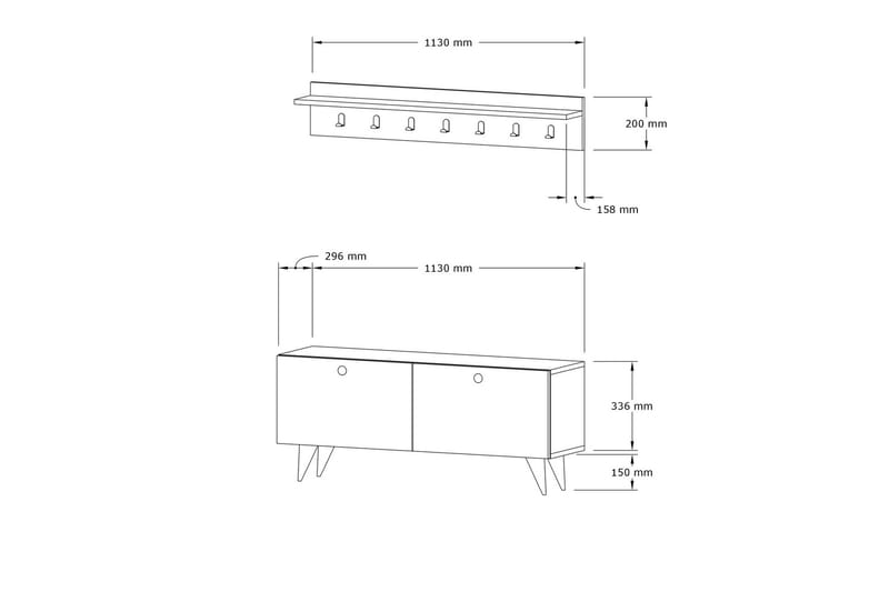 VASS Hallmöbelset 35x113 cm Vit - Möbler - Hall & entré - Möbelset för hall & entré