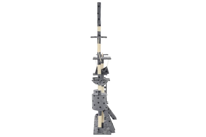 Katträd med klöspelare i sisal 230-250 cm tassavtryck grå - Grå - Möbler - Husdjursmöbler - Kattmöbler - Klösträd & klösmöbler