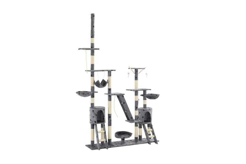 Katträd med klöspelare i sisal 230-250 cm tassavtryck grå - Grå - Möbler - Husdjursmöbler - Kattmöbler - Klösträd & klösmöbler