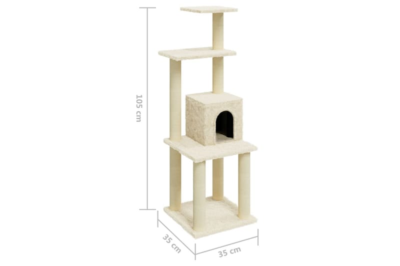 Klösträd med klöspelare i sisal gräddvit 105 cm - Kräm - Möbler - Husdjursmöbler - Kattmöbler - Klösträd & klösmöbler