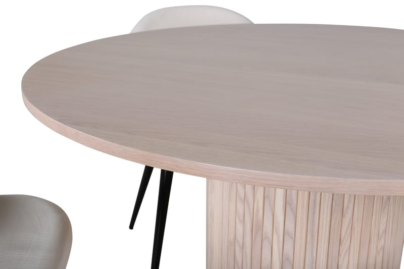 ABIANC Matgrupp  110 cm Rund Beige med 4 ABLANQUE Stolar - Möbler - Matplats - Matgrupp & matbord med stolar