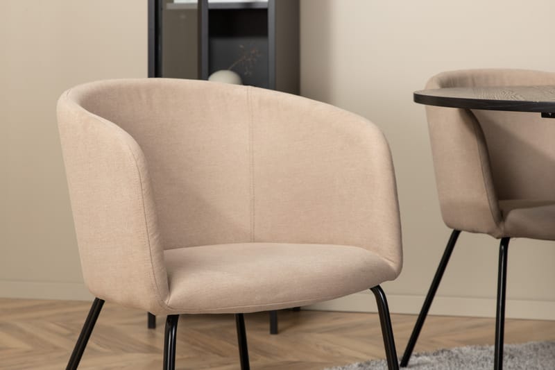 ABIANC Matgrupp  110 cm Rund Beige med 4 BERIA Stolar - Möbler - Matplats - Matgrupp & matbord med stolar