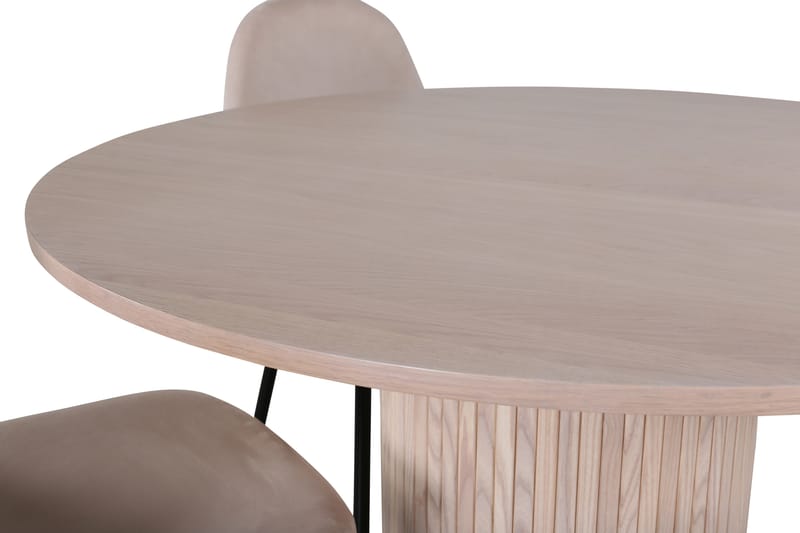 ABIANC Matgrupp  110 cm Rund Beige med 4 DAWNE Stolar - Möbler - Matplats - Matgrupp & matbord med stolar