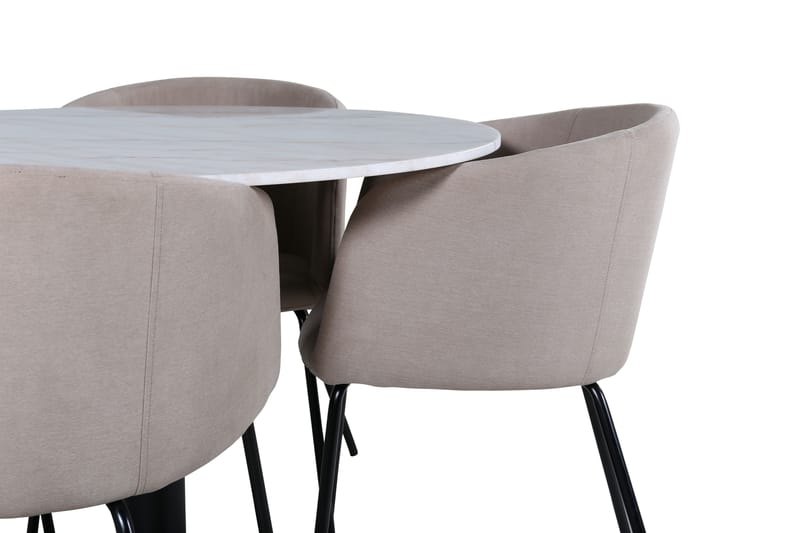 ATEN Matgrupp  106 cm Rund Beige med 4 BERIA Stolar - Möbler - Matplats - Matgrupp & matbord med stolar