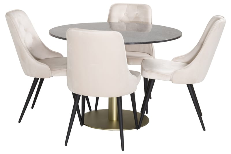 ATEN Matgrupp  106 cm Rund Beige med 4 CARRERA Stolar - Möbler - Matplats - Matgrupp & matbord med stolar