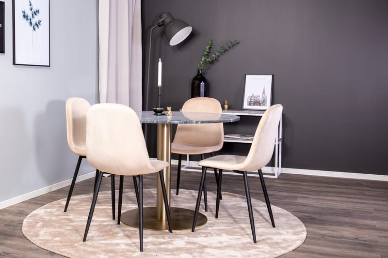 ATEN Matgrupp  106 cm Rund Beige med 4 DAWNE Stolar - Möbler - Matplats - Matgrupp & matbord med stolar