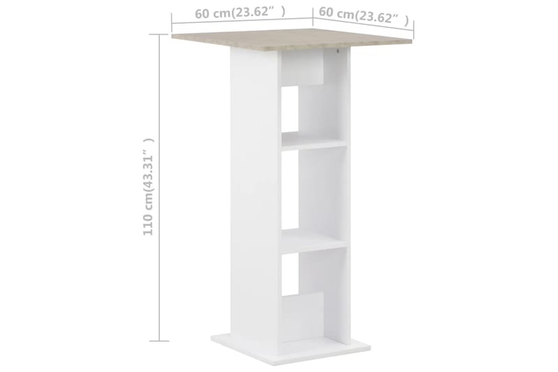 Barbord vit och betonggrå 60x60x110 cm - Vit - Möbler - Matplats - Barmöbler - Barbord