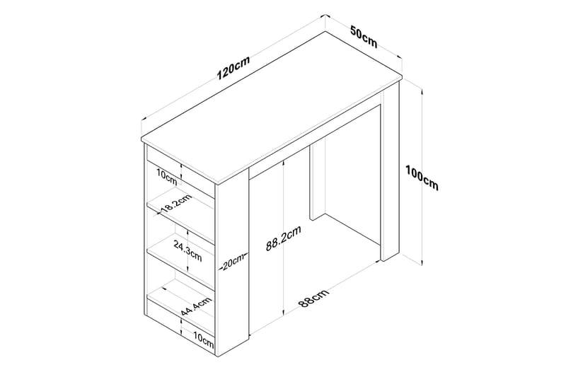 IWAO Barbord 50x120 cm Brun/Vit - Möbler - Matplats - Barmöbler - Barbord