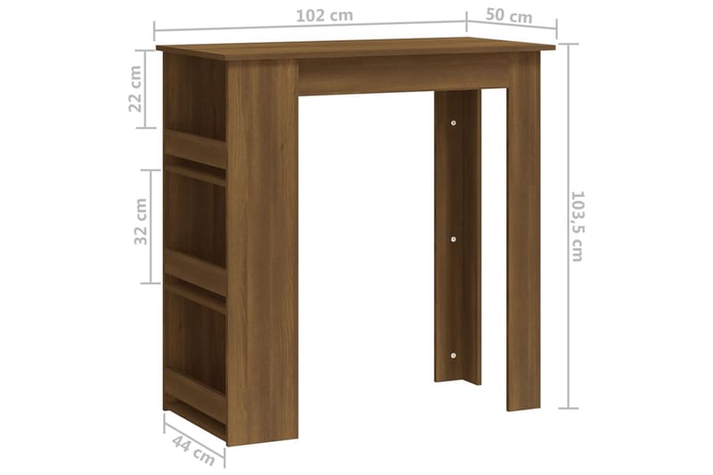 Barbord med förvaringshyllor brun ek 102x50x103,5 cm spånski - Brun - Möbler - Matplats - Barmöbler - Barbord