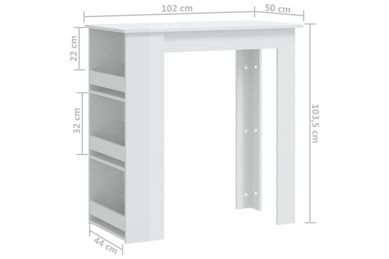 Barbord med hyllor vit högglans 102x50x103,5 cm spånskiva - Vit - Möbler - Matplats - Barmöbler - Barbord