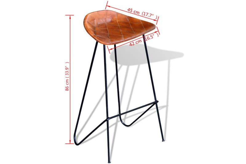 Barstolar 2 st svart och brun äkta läder - Brun - Möbler - Matplats - Barmöbler - Barstolar