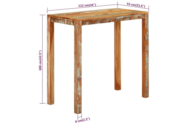 beBasic Barbord 112x55x108 cm massivt återvunnet trä - Möbler - Matplats - Barmöbler - Barbord