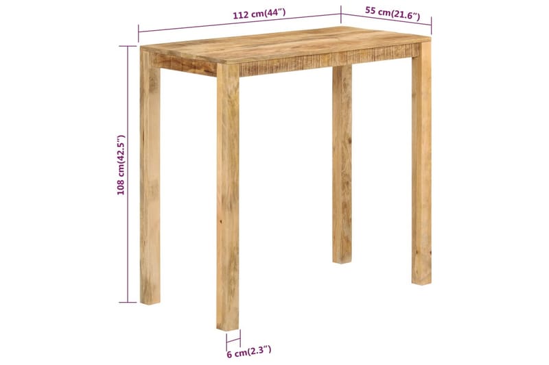 beBasic Barbord 112x55x108 cm massivt mangoträ - Möbler - Matplats - Barmöbler - Barbord