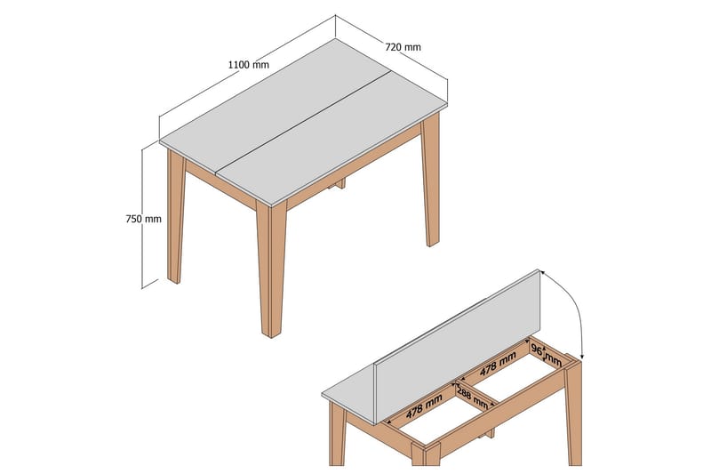 BAYRAMPASA Matbord 110 cm Rektangulär Beige - Möbler - Matplats - Matbord & köksbord