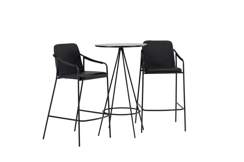 Bistro Matgrupp  60 cm Rund Svart med 2 TIEN Stolar - Möbler - Matplats - Matgrupp & matbord med stolar