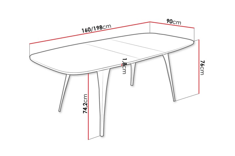 Fritzger Matbord 198 cm - Svart/Vit - Möbler - Matplats - Matbord & köksbord