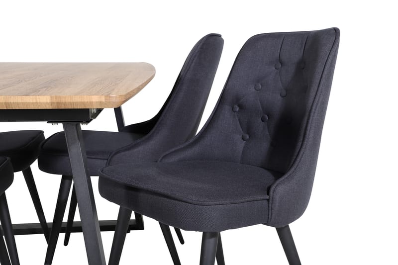 Inca Matgrupp 160 cm Rektangulär med 4 Velvet Deluxe stolar - Svart - Möbler - Matplats - Matgrupp & matbord med stolar