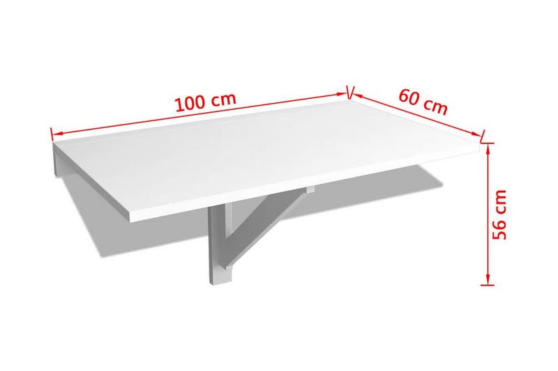 Vägghängt fällbord vit 100x60 cm - Vit - Möbler - Matplats - Klaffbord