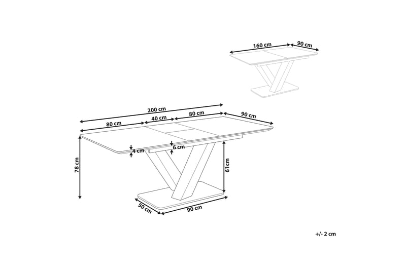 LLEIDA Matbord Förlängningsbart 160-200x90 cm Vit - Möbler - Matplats - Matbord & köksbord