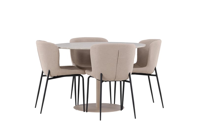 LYCKE Matgrupp 110 cm Rund Beige med 4 Modesto stolar Beige - Möbler - Matplats - Matgrupp & matbord med stolar