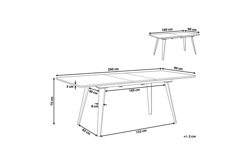 BRATON Matbord 200 cm Svart - Möbler - Matplats - Matbord & köksbord