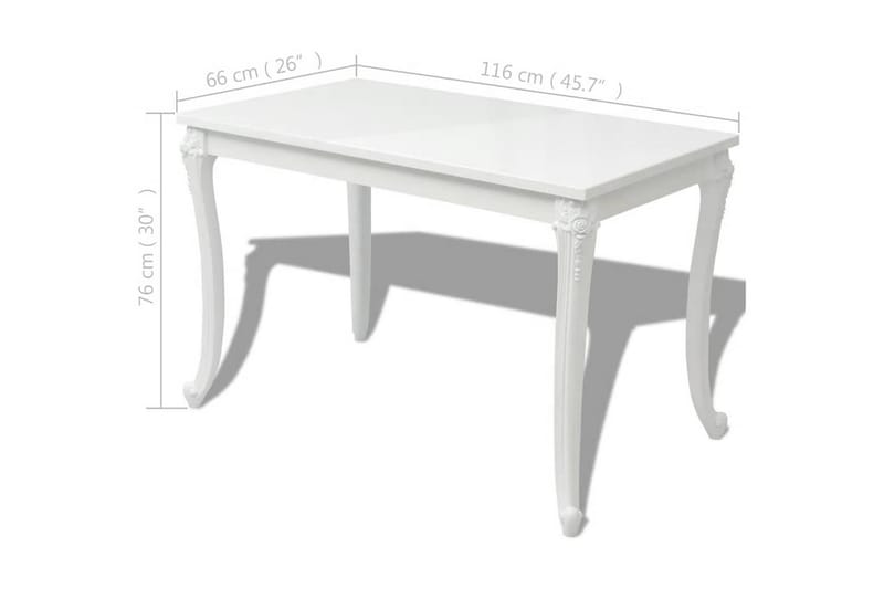 Matbord 116x66x76 cm vit högglans - Vit - Bord - Matbord & köksbord