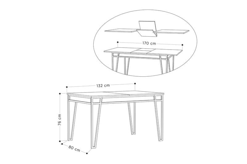 MATBORD 132 cm Antracit - Möbler - Matplats - Matbord & köksbord