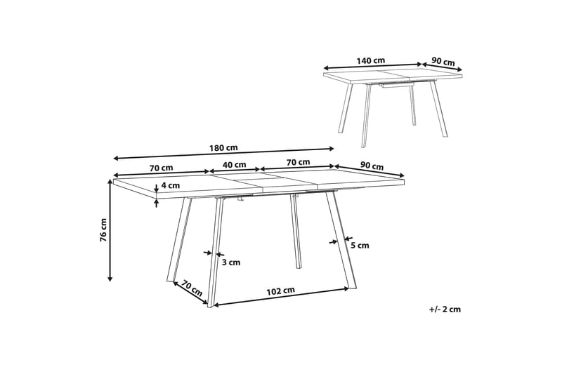 NAZEING Matbord 180 cm Hopfällbart Ljusbrun/Svart - Möbler - Matplats - Matbord & köksbord