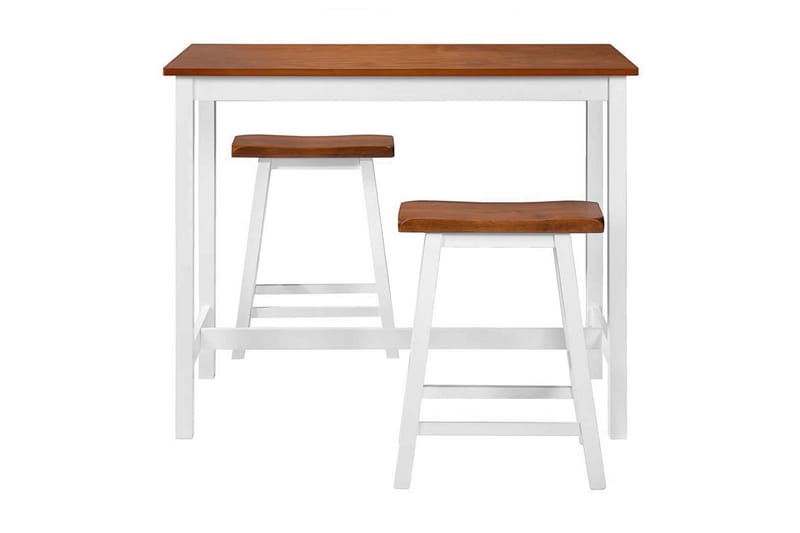 Barbord med barstolar 3 delar massivt trä - Brun - Matgrupp & matbord med stolar