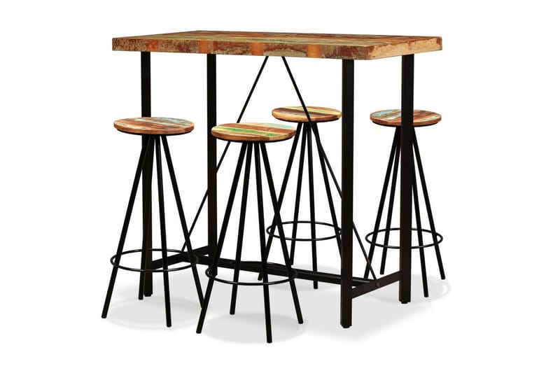 Barmöbler 5 delar massivt återvunnet trä - Brun - Matgrupp & matbord med stolar