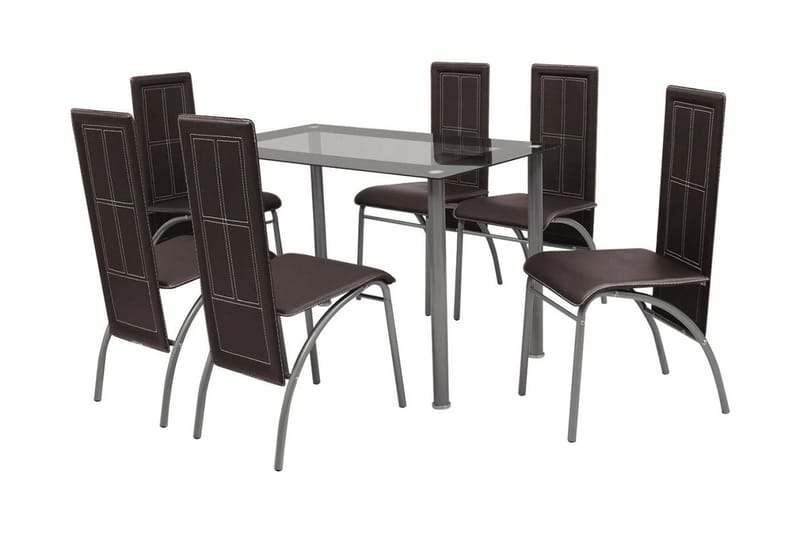 Matbord och stolar 7 delar bruna - Flerfärgad - Matgrupp & matbord med stolar
