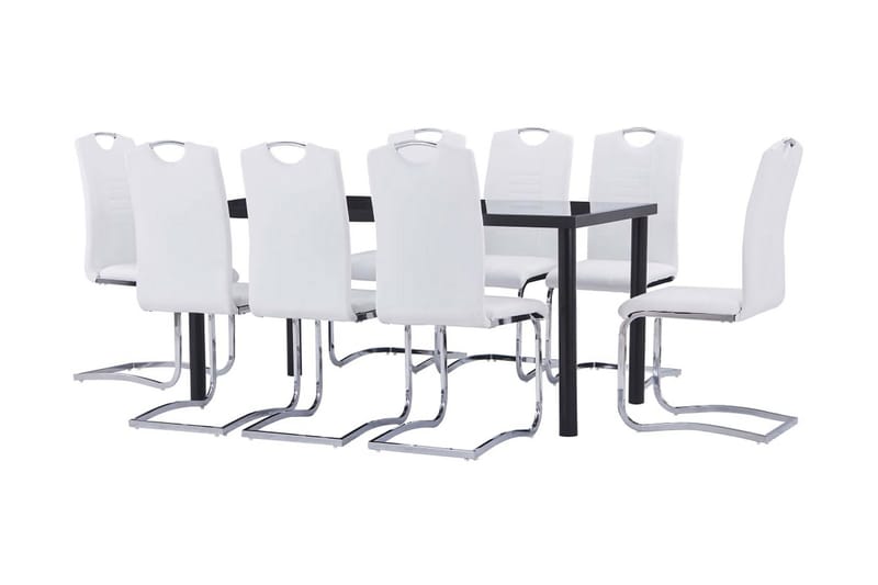 Matgrupp 9 delar konstläder vit - Vit - Matgrupp & matbord med stolar