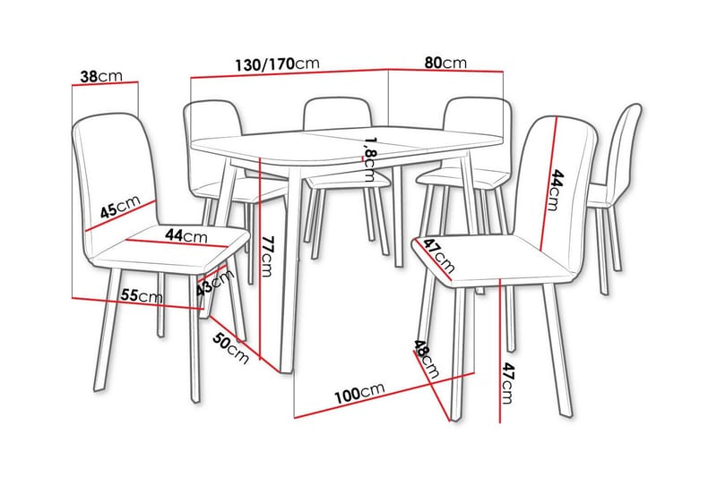 Narberth Matgrupp Grå/Svart - Möbler - Matplats - Matgrupp & matbord med stolar