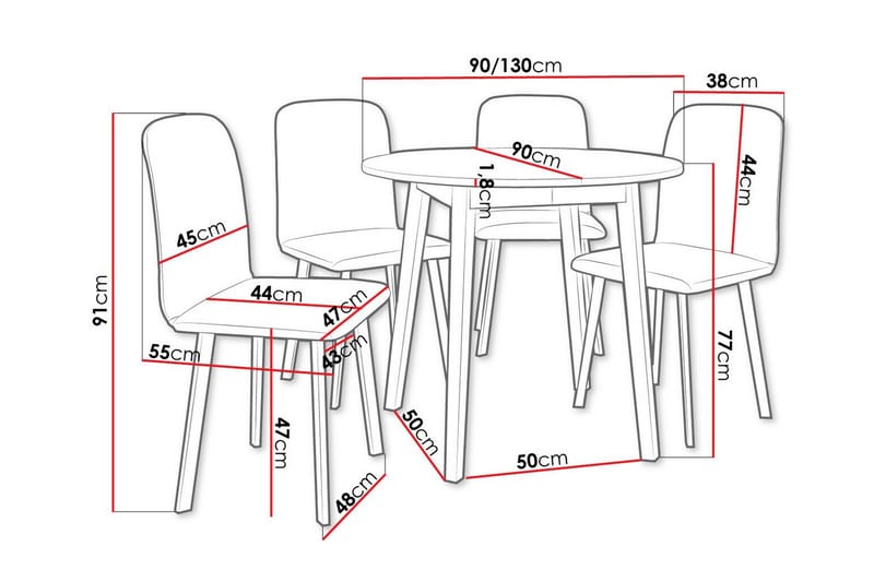 Narberth Matgrupp Grå/Svart - Möbler - Matplats - Matgrupp & matbord med stolar