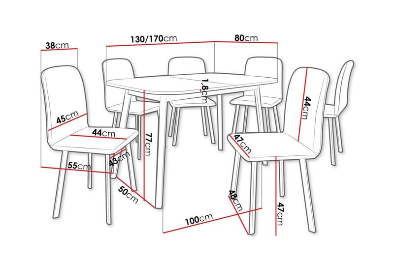 Narberth Matgrupp Ljusgrå/Vit - Möbler - Matplats - Matgrupp & matbord med stolar